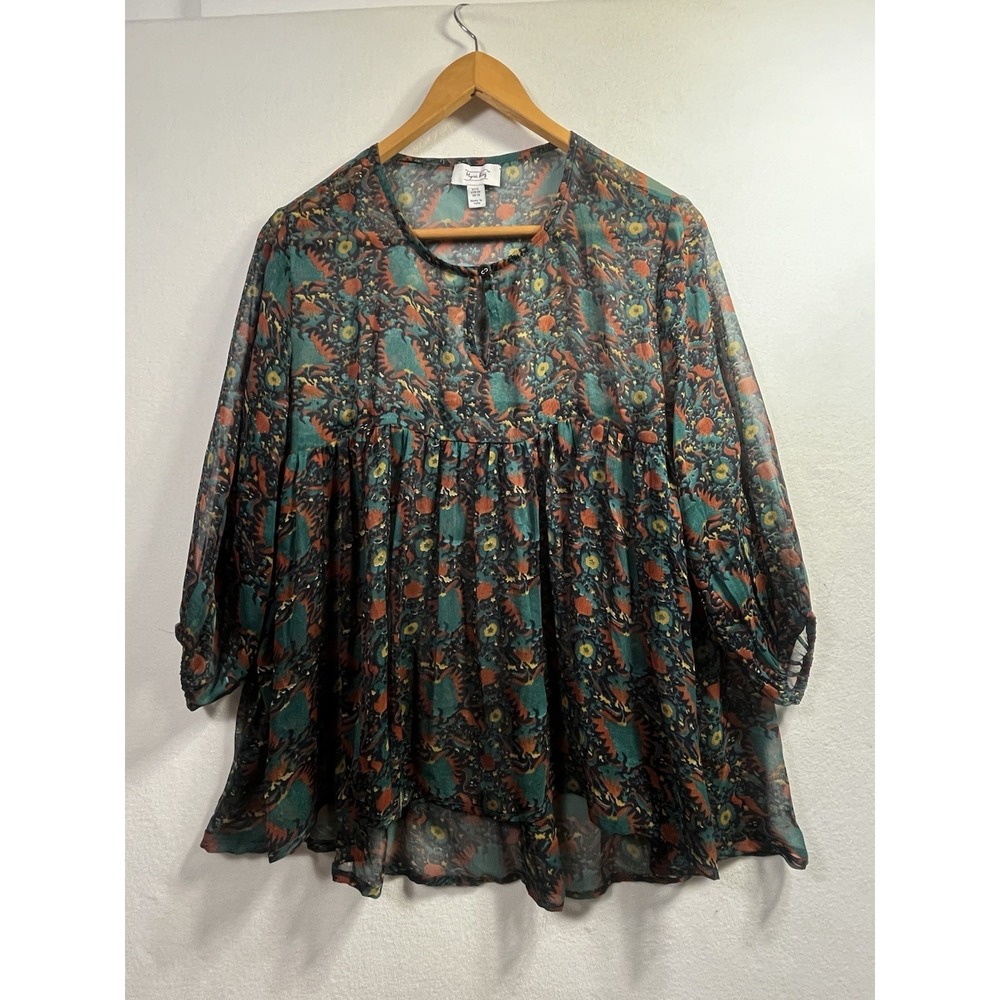 Myra Bag Sheer Boho Top Size XL Flaw
